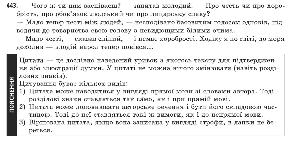 Українська мова 11 клас С.О. Караман, О.В. Караман, М.Я. Плющ Задание 443