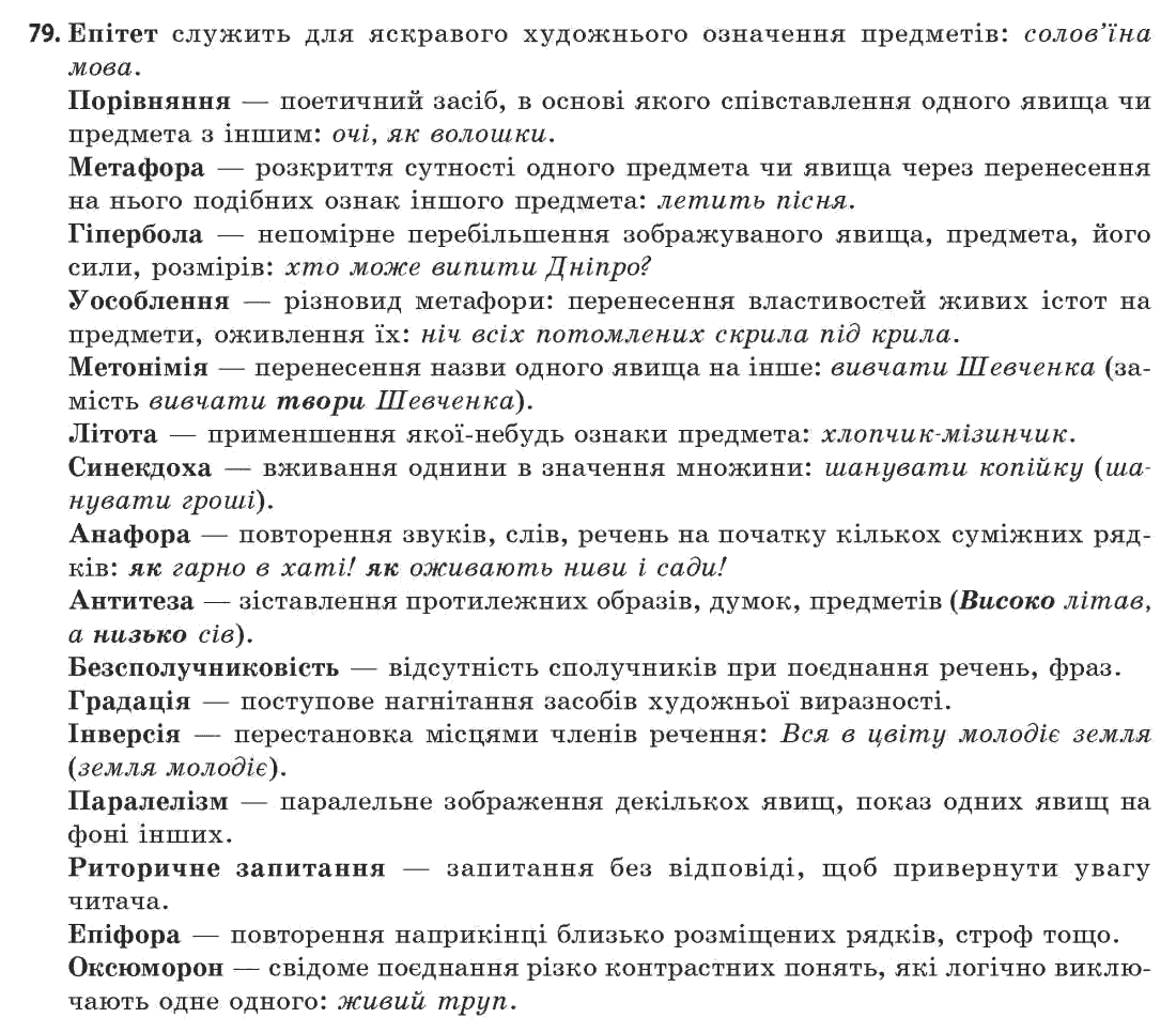 Українська мова 11 клас С.О. Караман, О.В. Караман, М.Я. Плющ Задание 79